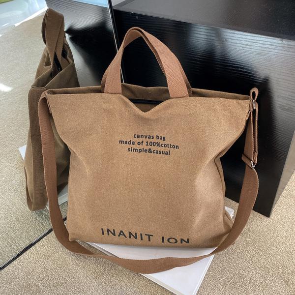 MEN'S AND WOMEN'S CROSSBODY BAG WASHED CANVAS THICKENED HANDBAG LARGE CAPACITY TREND URBAN ART STUDENT BAG