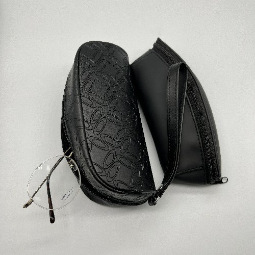 Handhold Creative Black  PU Zipper Glasses Portable Soft Sunglasses Case