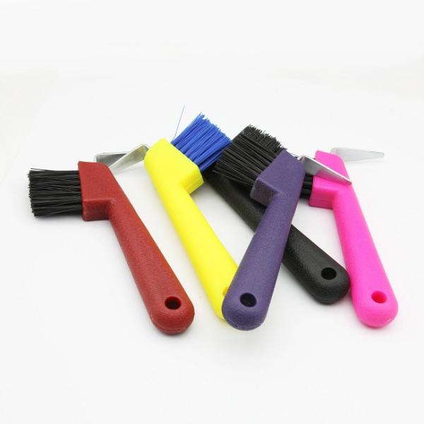 Plastic Horse Hoof Pick Brush Comfortable Grip Hand For Horse Cleaning