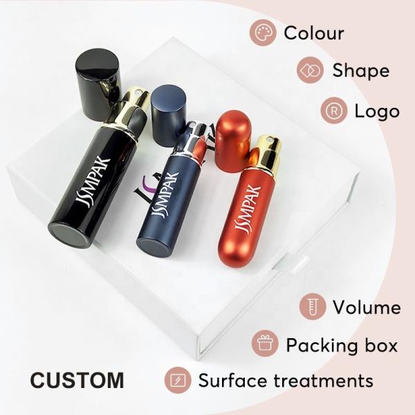 Luxury Aluminum Cosmetic Packaging Custom Bottom Filling Travel Case Leather 5Ml Atomizer Perfume Refill Bottle