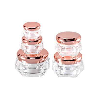 frasco de creme acrílico plástico de 5g 10g 15g 20g 30g Rose Gold Cosmetic Packaging Containers
