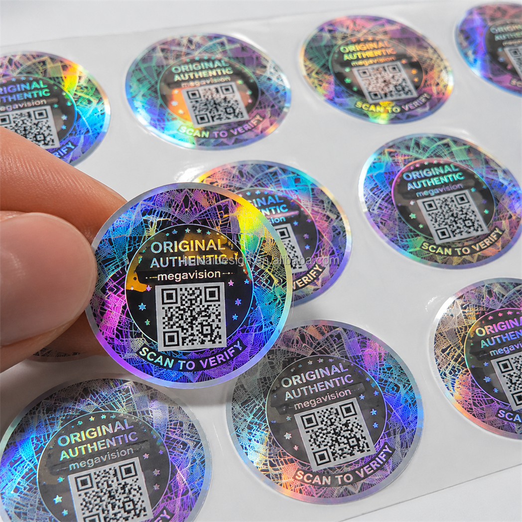 Custom Laser Holographic Sticker Security Label Anti Tamper Evident Seal with Barcode QR Code for Packaging Protection