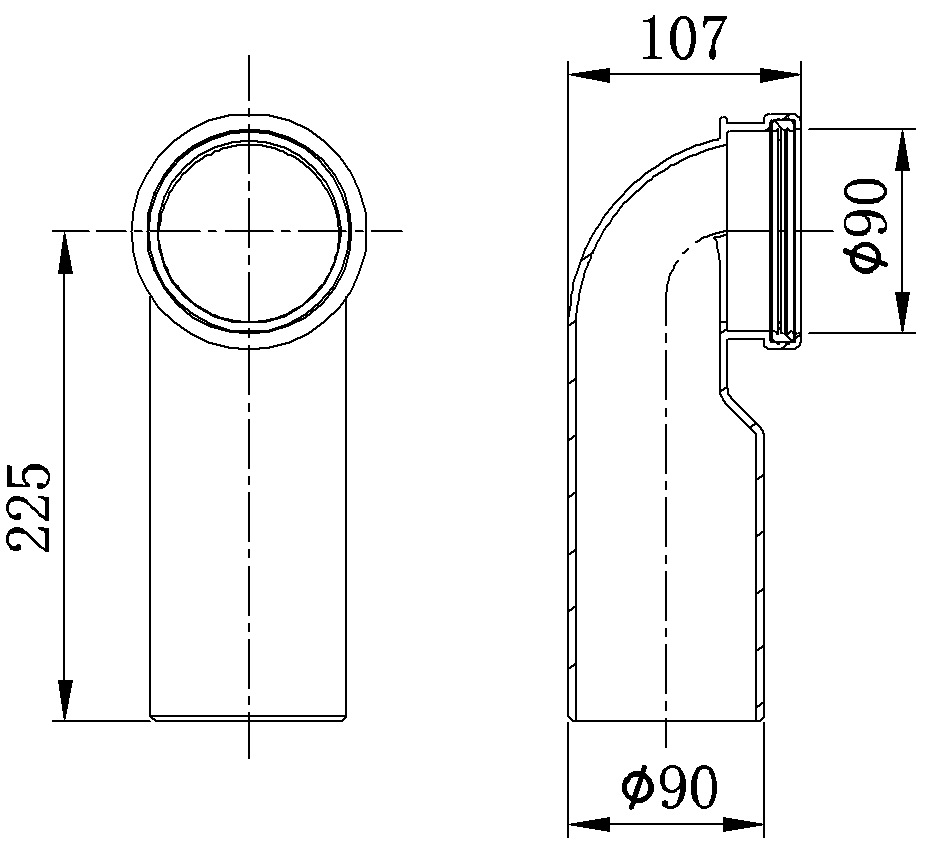 Black Plastic Belt Rubber Toilet Water Tank Discharge Elbow Pipe Sealing Drainage Pipe