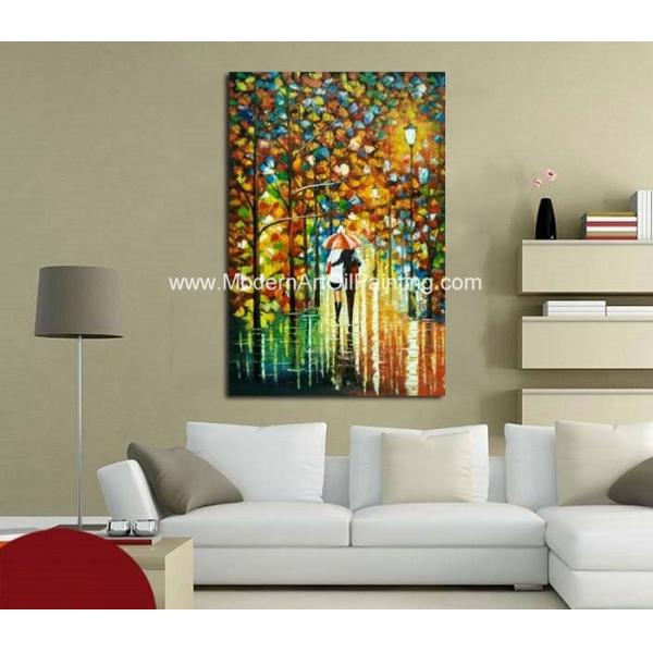 Handmade knife art painting on Canvas Colourful Night View for Wall Decoration