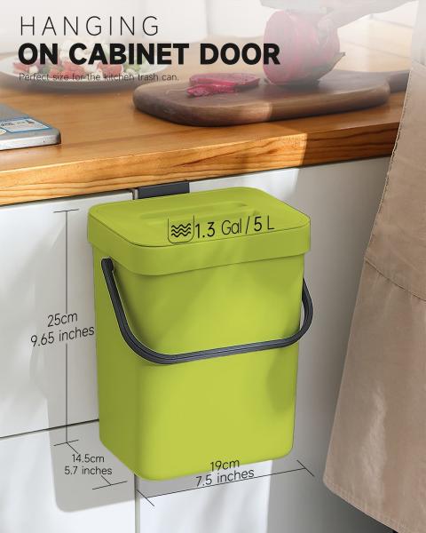 Compost Bin Indoor Kitchen Home Sealed Hanging Small Trash Can Rubbish Bin Waste Bins with Lid