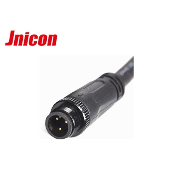 Black Wire Waterproof Male Female Connector 10A / 300V 3 Pin Metal Screw Type