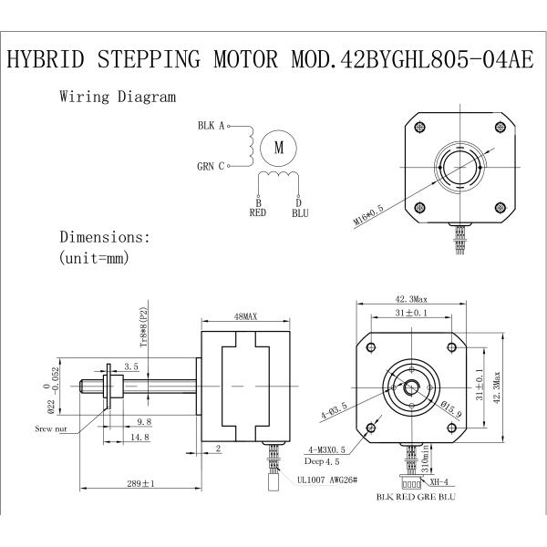 См линейных приводов микро- 42BYGH 0.8V 4.2kg Stepper мотора винта руководства NEMA 17