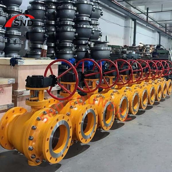 Válvula de bola accionada por turbina DN150 para tubería de gas natural con material WCB y clasificación de presión PN16