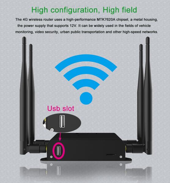 Openwrt 4g Lte Modem 3G 4G Wifi Router Plastic Case Black Color Watchdog Function
