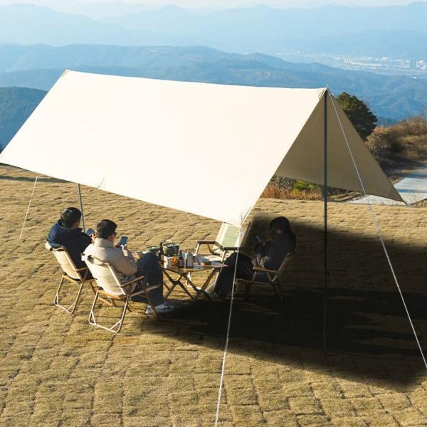 Outdoor Portable Camping Square Shade Canopy  Rainproof Silver Awning Picnic Thickened Canopy