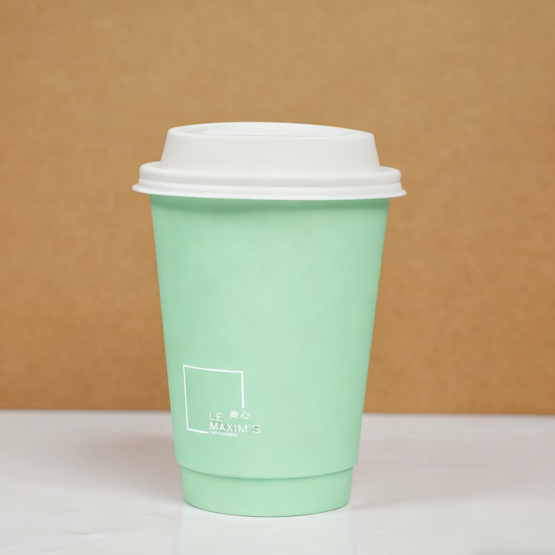Wholesale customized biodegradable 8oz double-layer coffee paper cups for coffee shops