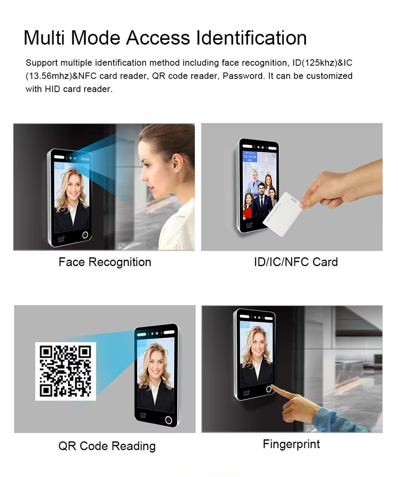 10.1 Inch IPS Screen Biometric Time Attendance Machine Face Recognition Camera IP65 Waterproof Door Lock Access Controlace