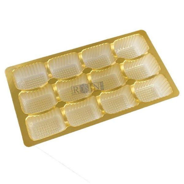 12 Emballage en plastique pour chocolat en cavité plateau d'emballage en ampoules de chocolat doré