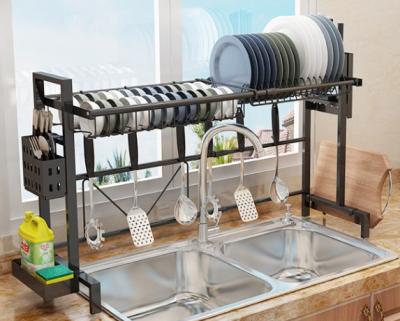 Matt Black Adjustable Over Sink Dish Rack Stainless Steel Material 600x280x560mm Size