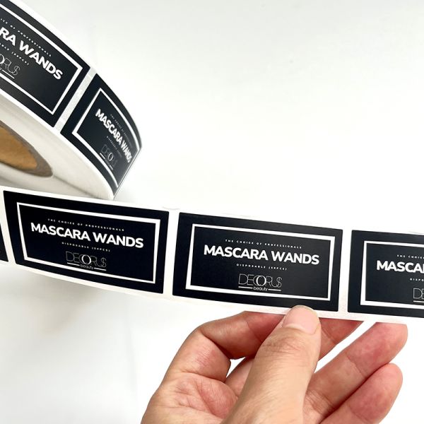 Custom Rectangle Size Printed Black Waterproof Face Serum Lip Oil Roll 10ml Vinyl Material Private Label Minimum Order 500pcs