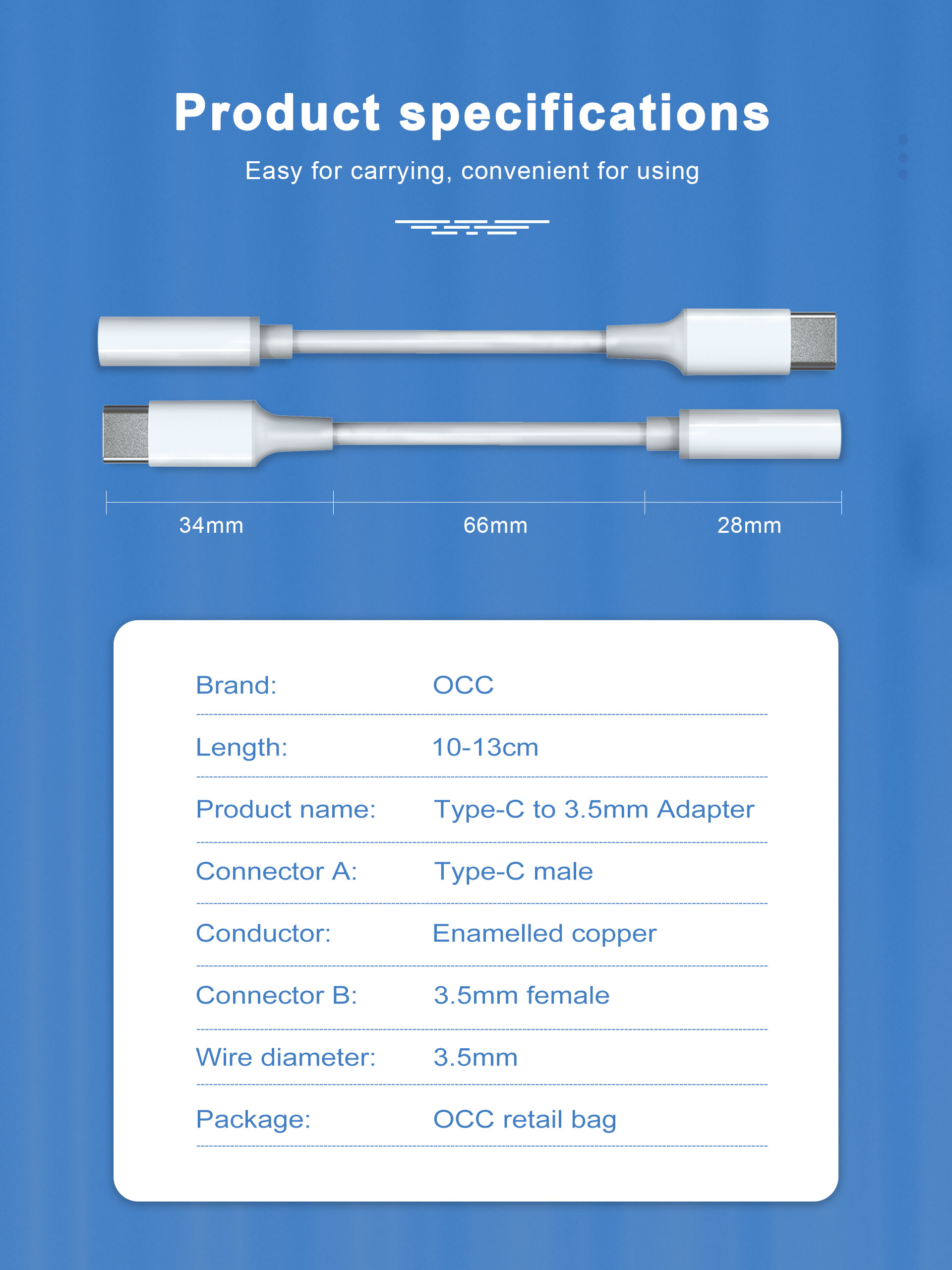 Белый тип тип кабеля c Usb OCC 10-13cm c аудио к наушникам Джек 3.5mm