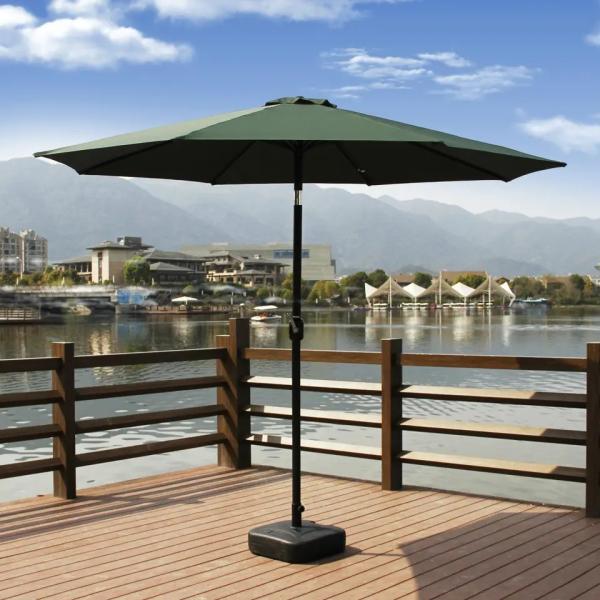 Leisure Modern Style Steel Made Beach Umbrella with Hand Crank and Waterproof Fabric
