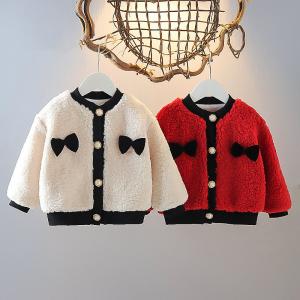 110cm 43in Girls Three Dimensional Winter Coat With Bow Jacket children
