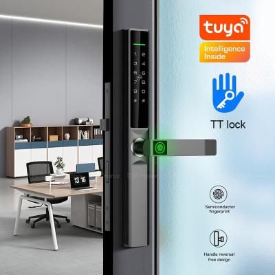 Aluminium Alloy Smart Sliding Door Lock Digital Code Fingerprint Card Tuya App