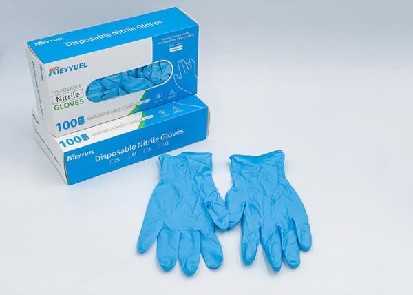 CE / FDA Disposable Nitrile Gloves Resistant To Punctures Customized Size