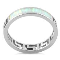 925 con el laboratorio blanco Opal Engagenent Ring For Girls de Sterling Silver High Quality Blue Opal Greek