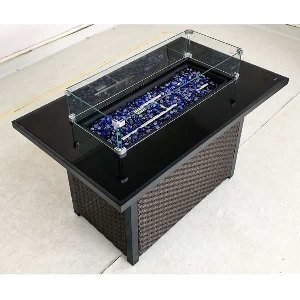 Factory Wholesale Wicker Rattan Outdoor Sectional Sofa Set with Fire Pit Table  Knock Down Patio Furniture Set