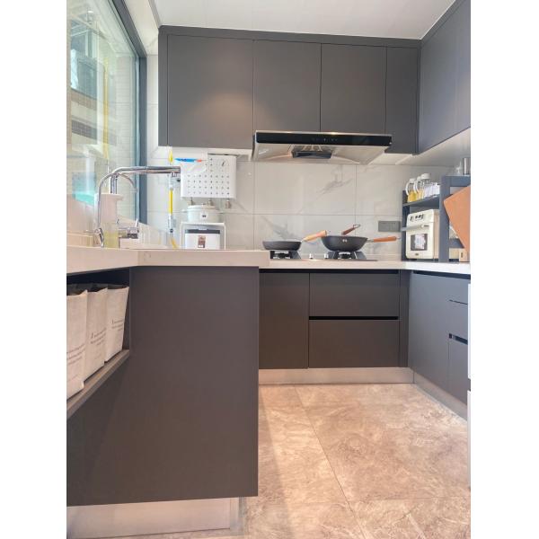 Alacena de despensa de cocina de MDF lacado con corredera de cajón