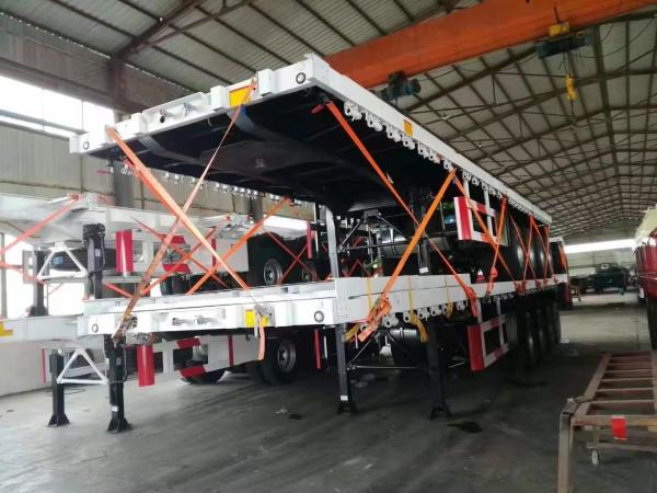 3 Axle 20 FT 40 FT Container Cargo Transport Heavy Duty Flatbed Truck Semi Trailer