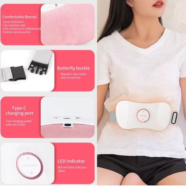 Abdominal Massage Belt with Infrared Therapy, EMS Pulse Stimulation, and Constant Temperature Heat Therapy for Lumbar and Abdomen Relief