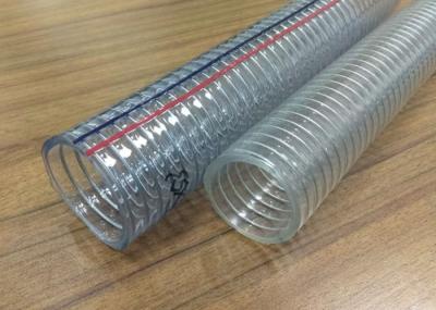 Food Grade PVC Spring Hose , Transparent Steel Wire Reinforced PVC Pipe / Tubing