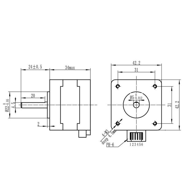 Garden Tools Silver Nema 17 Stepper Motor High Torque 25Ncm DC Nema17 Step Motors