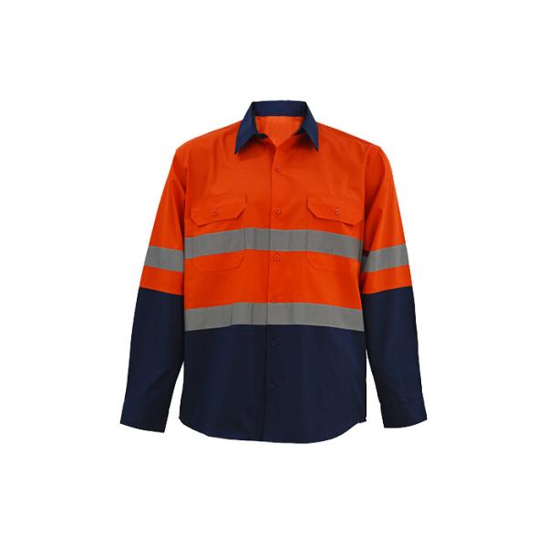 Contrast Colors Hi Vis Waterproof Workwear , Comfortable Safety Work Shirts