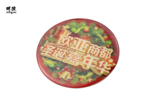 Christmas Suit Lapel Pins Custom Stainless Steel 4C Print Logo With Epoxy