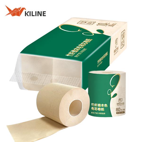 4 Ply Unbleached Bamboo Toilet Paper Roll Brown 100gsm