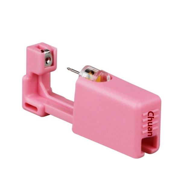 Pistola de perforación de orejas desechable rosa de marca privada con tachuela de clavo Acabado mate Forma líquida