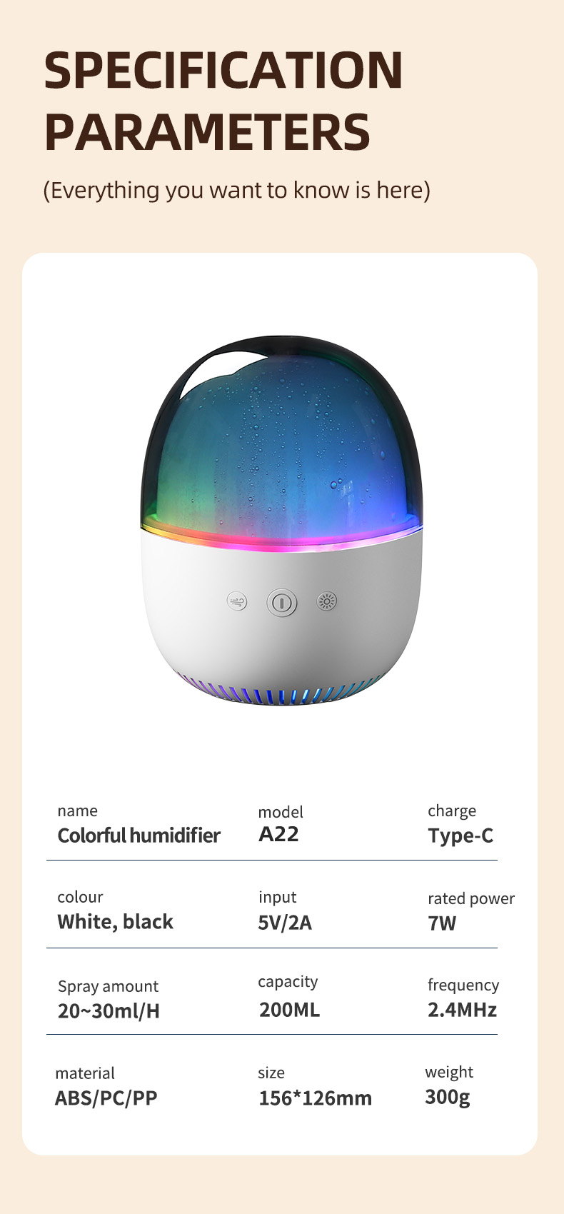 Factory Direct Essential Oil Ultrasonic Aroma Diffuser with 7 Color Changing LED Lights 200ml Tank for Home Office