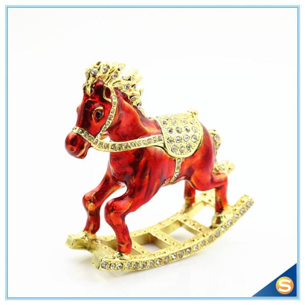 Enamel Metal Trojan Shape Trinket Box Animal Series Rhinestone Jewelry Box SCJ730