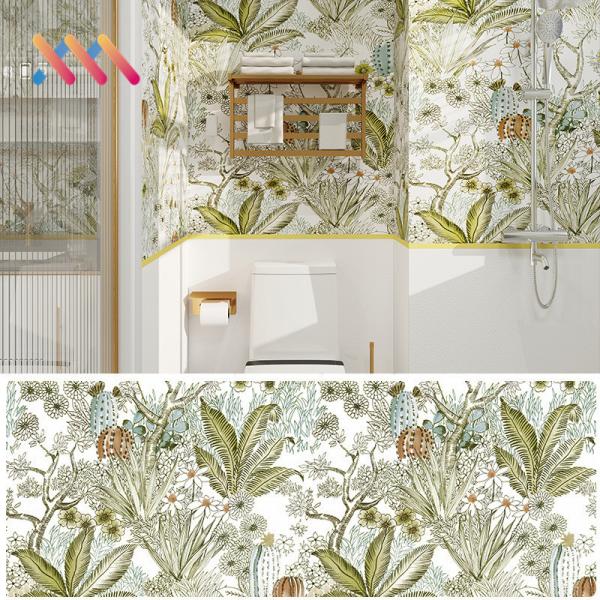 Waterproof Self-Adhesive Peel and Stick PVC Wall Sticker Modern Watercolor Floral Wallpaper for Home or Hotel Decors