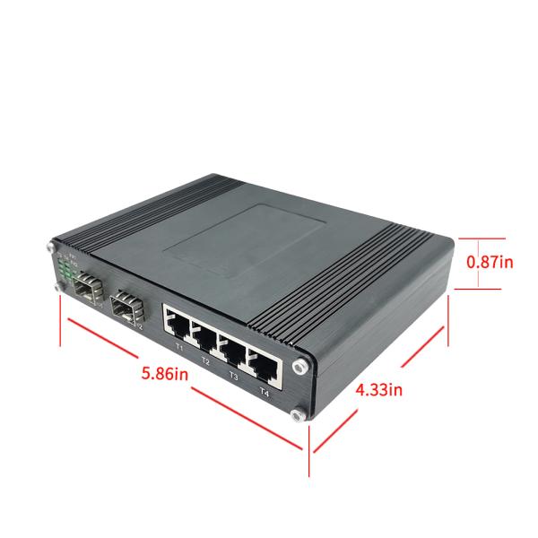 Hardened PoE+ Switch 4 PoE Ports 2 Gigabit Fiber Wide Temperature