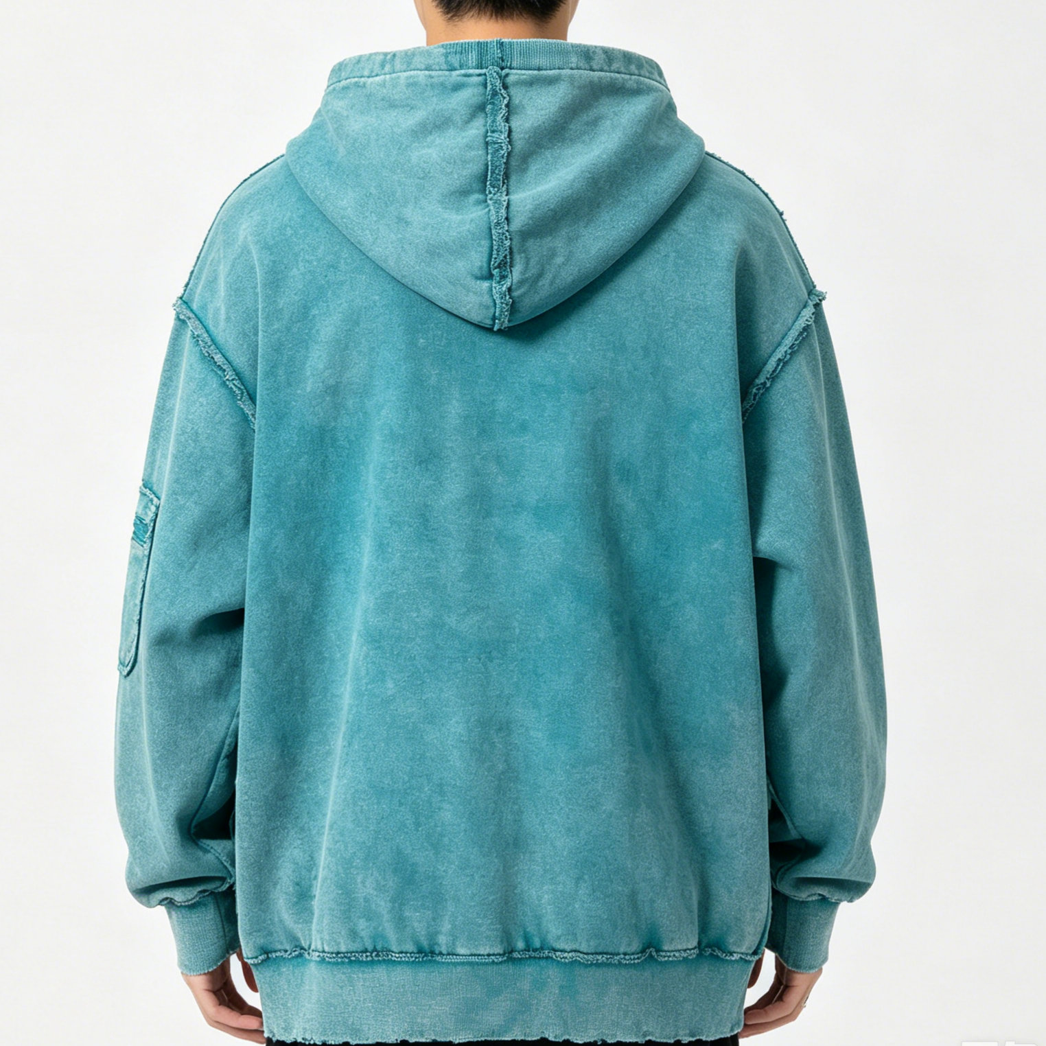 Vintage Raw Edge Acid Wash Hoodie French Terry Heavy Cotton Hoodie Oversized