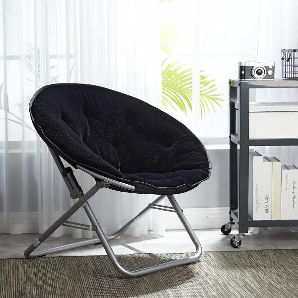 Folding Moon Chair - Large Saucer UFO Chair with Collapsible Metal Frame, Moon Round Camping Chair