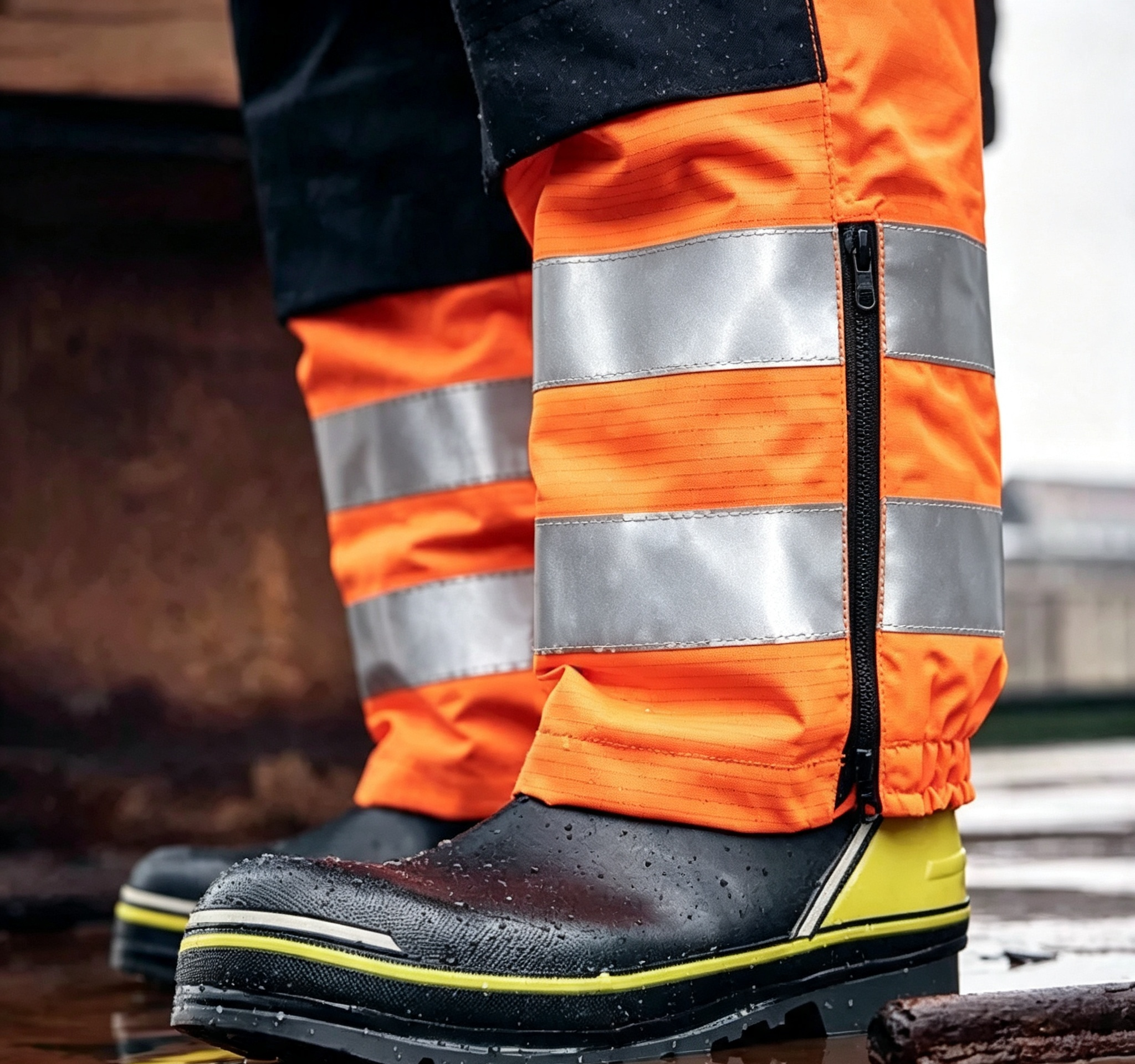 Durable Work Bib Pants Adjustable Power Washing Clothing High Visibility