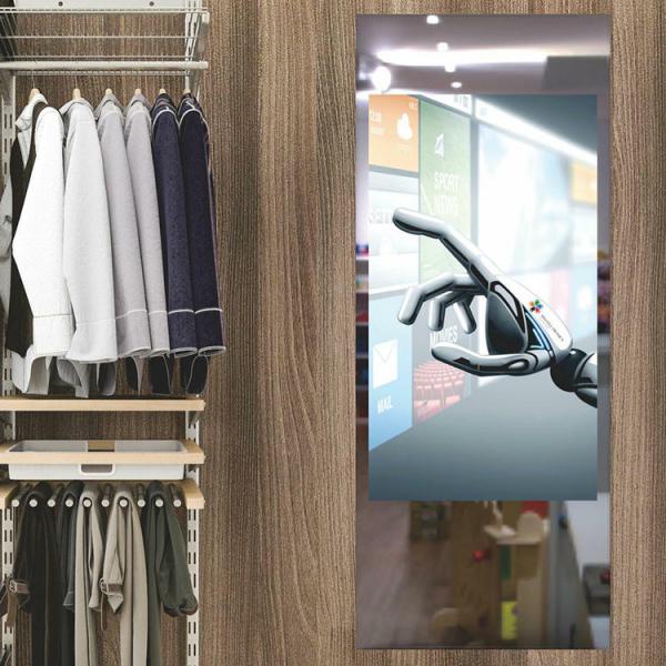 Black Shell 1900*760*55mm Retail Smart Mirror For Clothes Store