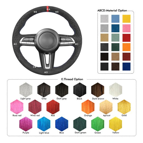 Custom Soft Embossed Athsuede Steering Wheel Cover for CX-3 Mazda 3 Axela 2019-2023