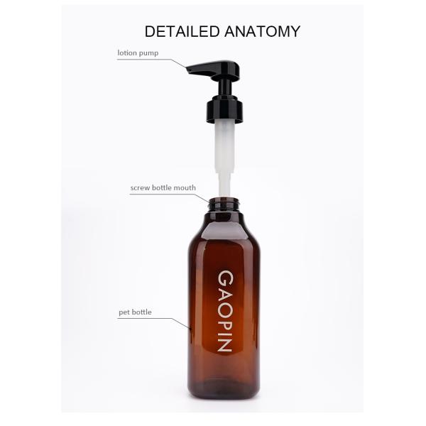 Amber 500ml Square Empty Shampoo And Conditioner Bottles 300ml 600ml 1000ml