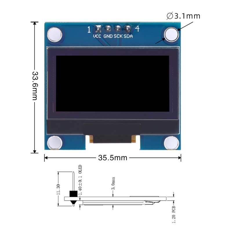 OLED1.3 Blue High-Definition Screen 4-PIN I2CIIC CommunICation Strip Pcb Board Ch1116 Compatible With Sh1106
