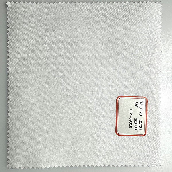 White Polyester Cotton TC Fabric 21*21 108*58 Bleached Fabric