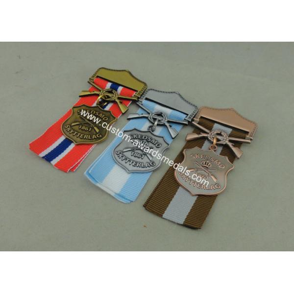 Zinc Alloy Military Awards Medals , 3D Die Casting Short Ribbon Medallions