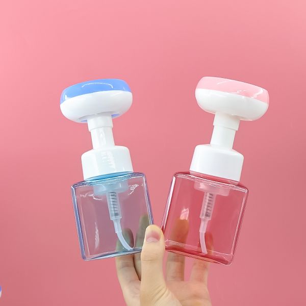 PET Plastic Foam Pump Bottle with Bionic Flower Foam Pump Head for 100ml-200ml Personal Care Liquids