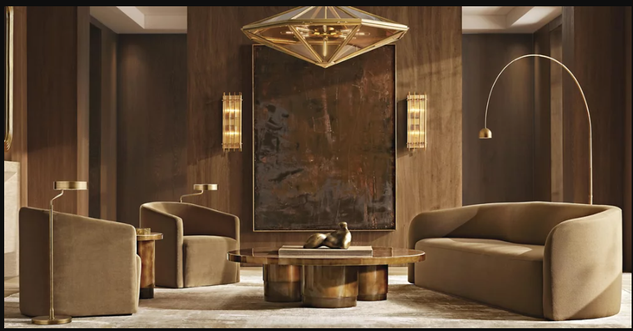 Nordic Design Copper Body Floor Lamp with LED Uplight and Farmhouse Style for Home and Hotel